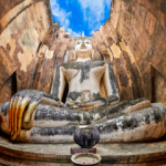 Large Sitting Budha in Wat Si Chum temple in Sukhothai, Thailand